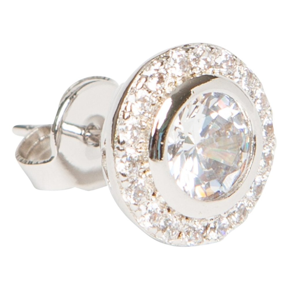 Genevive Jewelry Silver Pave Studs